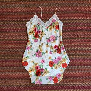 80s VINTAGE VICTORIAS SECRET GOLD LABEL FLORAL SLIP DRESS